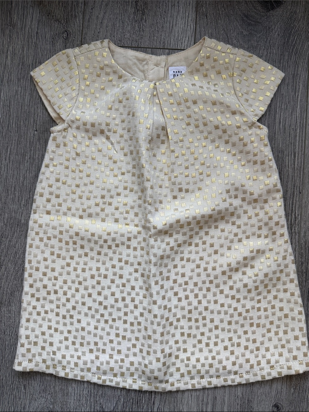 New Fully Lined GAP Cream Dress with Gold Square Accent Sz 12-18